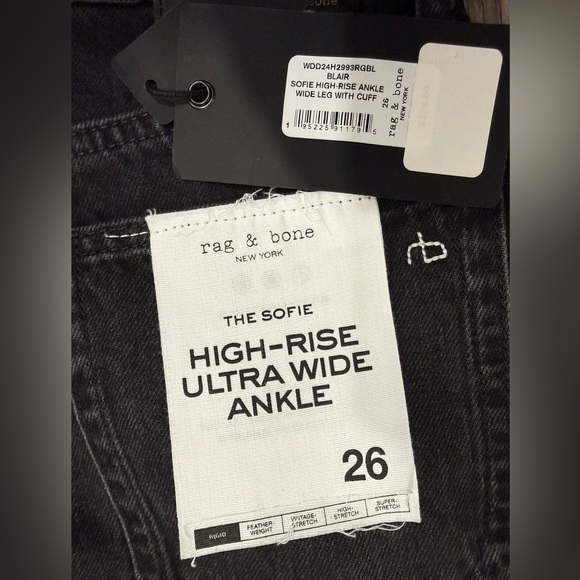 NEW Rag & Bone BLAIR SOFIE HIGH-RISE ANKLE WIDE LEG WITH CUFF RIGID SZ 26 - Picture 9 of 10